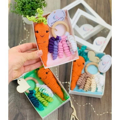 Set Jucării Senzoriale Tip Montessori Croșetate Morcovel și Tentacule Caracatită