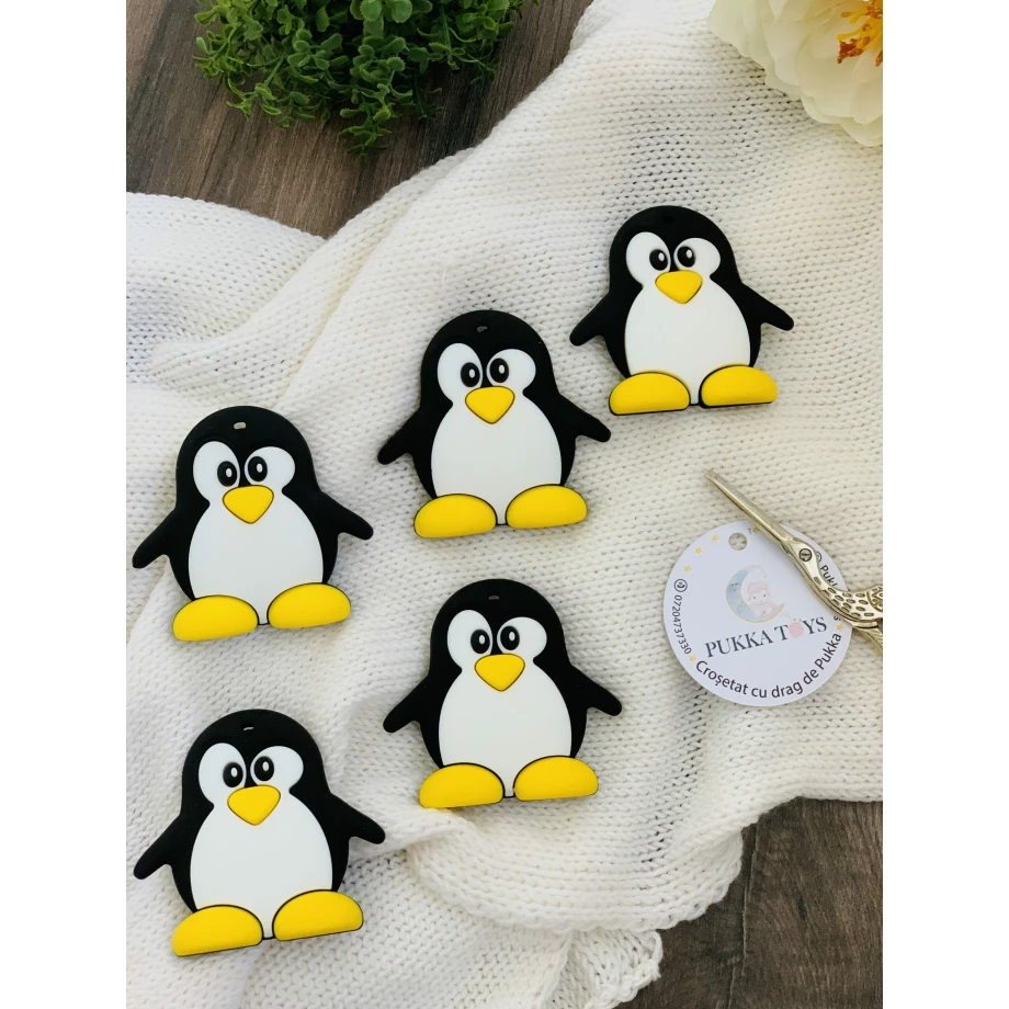 Teether din silicon forma pinguin