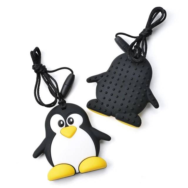 Teether din silicon forma pinguin